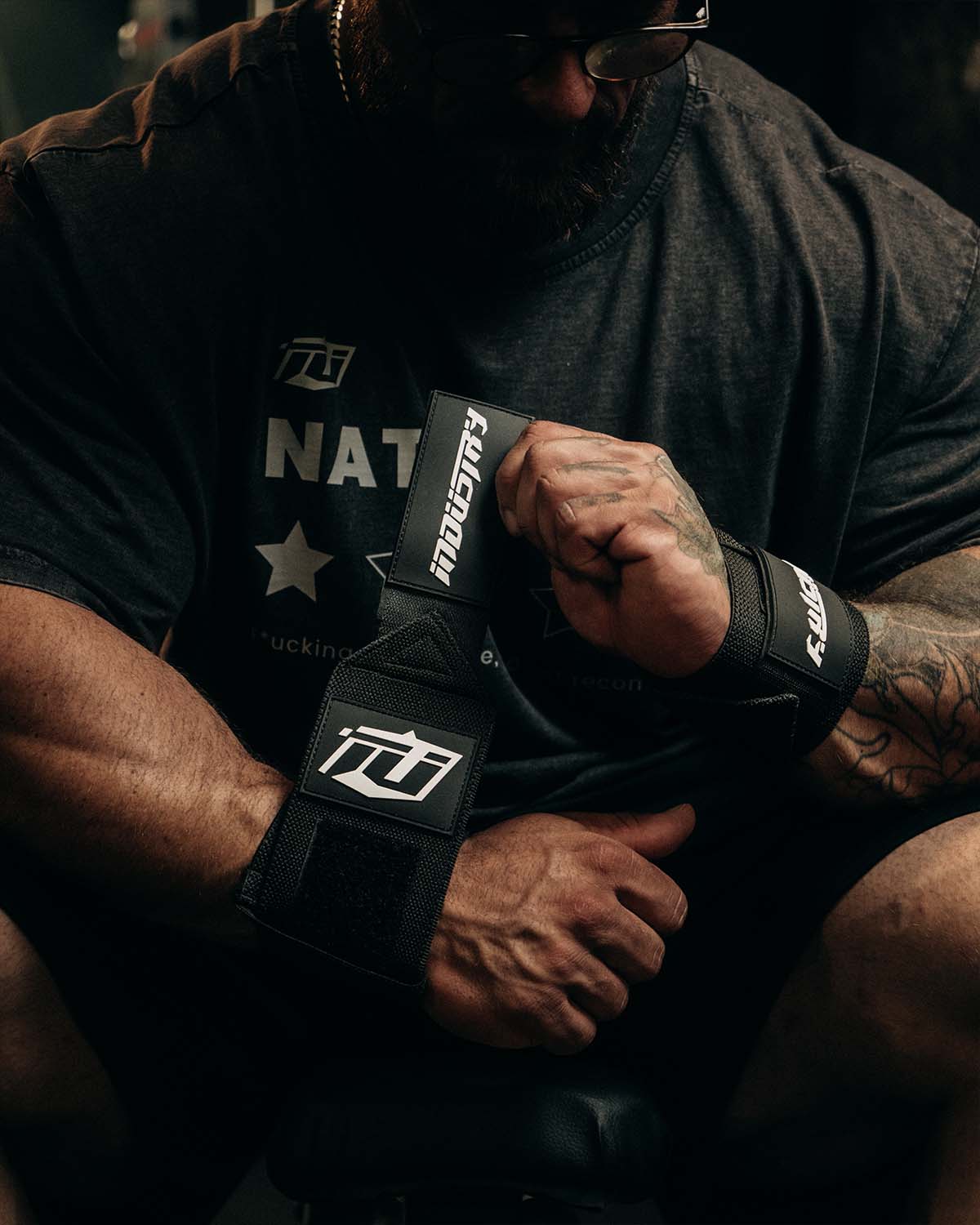 Team Industry Stiff Wrist Wraps - Black & White