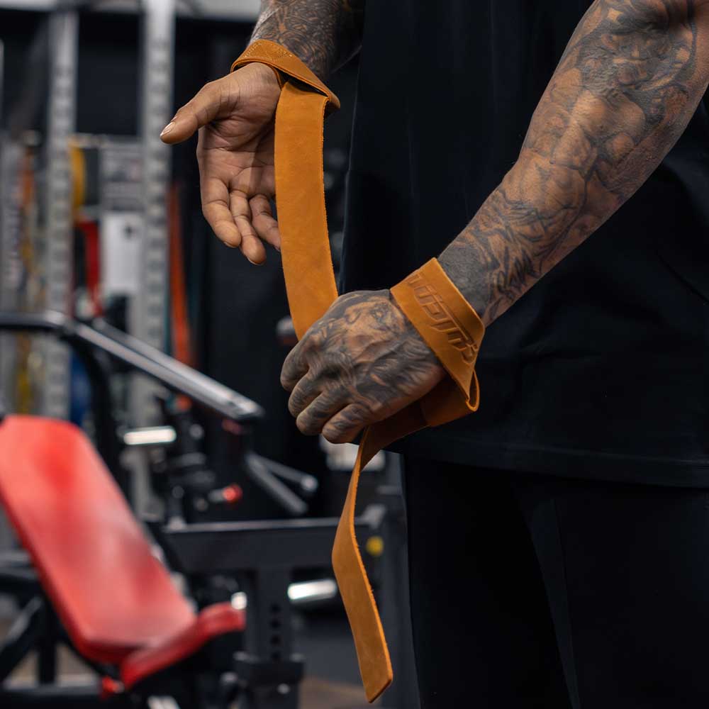 INDUSTRY LEATHER WEIGHT LIFTING STRAPS DEADLIFTING