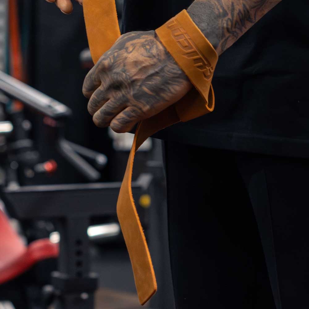 INDUSTRY LEATHER WEIGHT LIFTING STRAPS DEADLIFTING